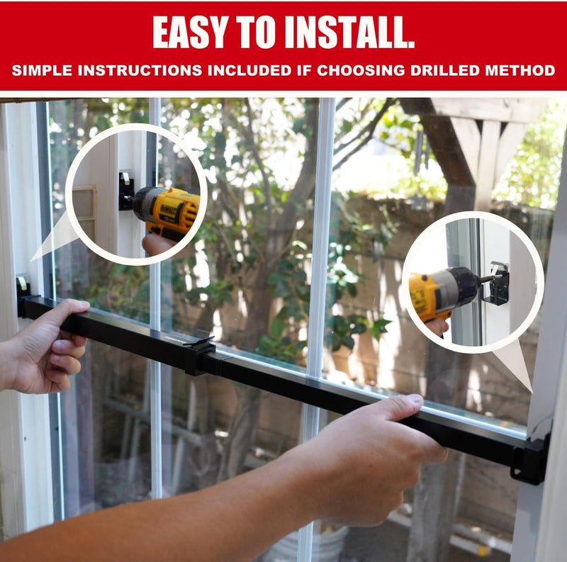 SECURITYMAN Window Security Bar - Easy Install for Horizontal/Vertical Windows - Adjustable Window Lock Bar (Child Proof/Heavy Duty Iron) - Extendable (14.25" to 37") Security Bars for Windows - Black - Image 5